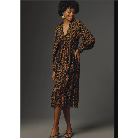 Farm Rio Printed Tie-Front Midi Dress-New Medium - Picture 1 of 5